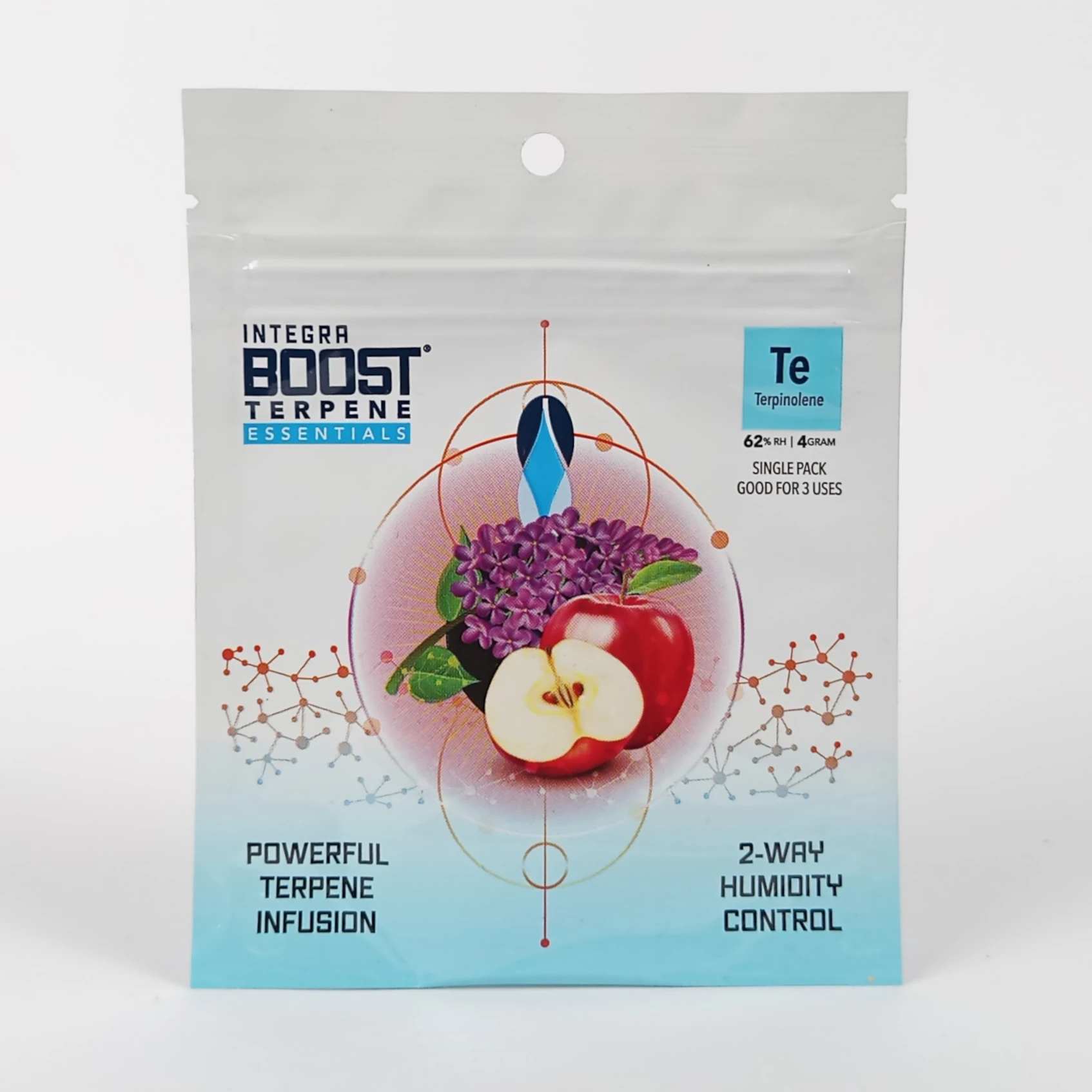 Integra Boost Terpene Essentials Terpinolene 4g – floral and fruity humidity control pack designed to preserve aroma and freshness with terpene infusion.