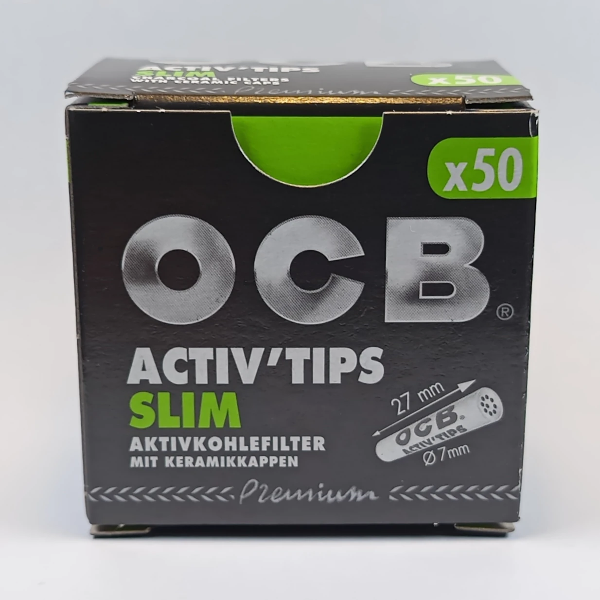 OCB Activated Carbon Filter Activ Tips Slim 7 mm 50 units