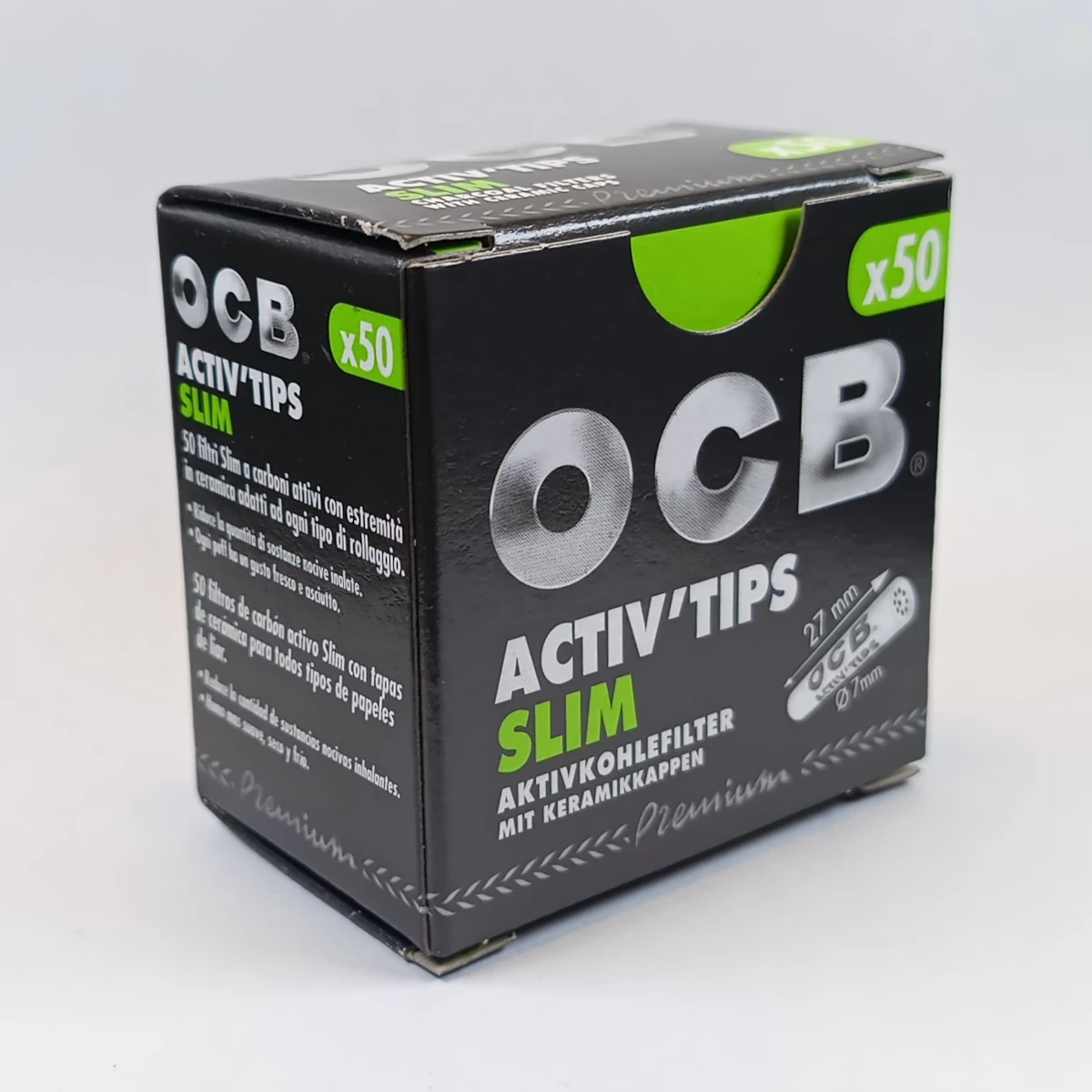 OCB Activated Carbon Filter Activ Tips Slim 7 mm 50 units