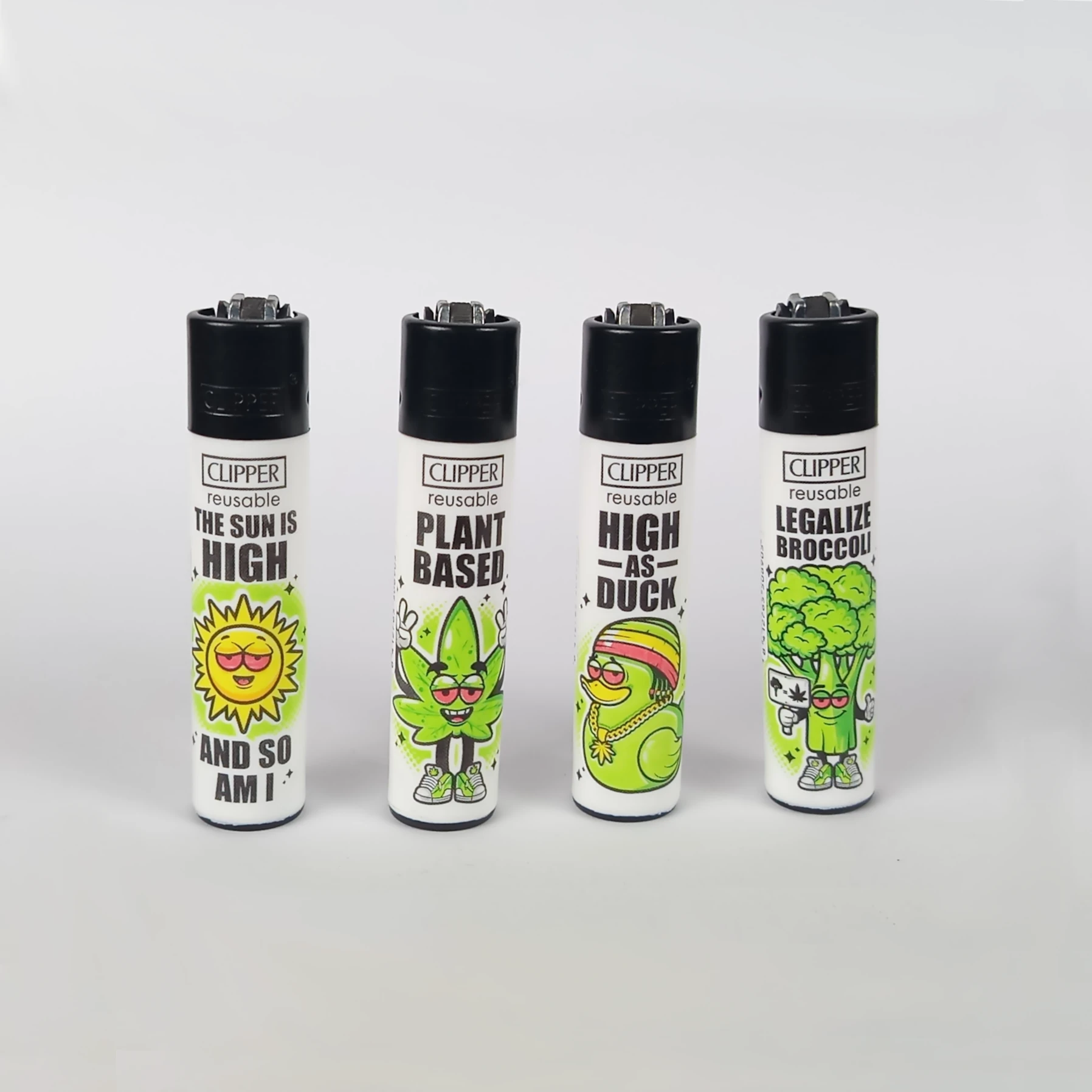 Clipper Large Lighter 420 Set – reusable lighters with fun 420-themed designs, ideal for smokers who appreciate style and sustainability.